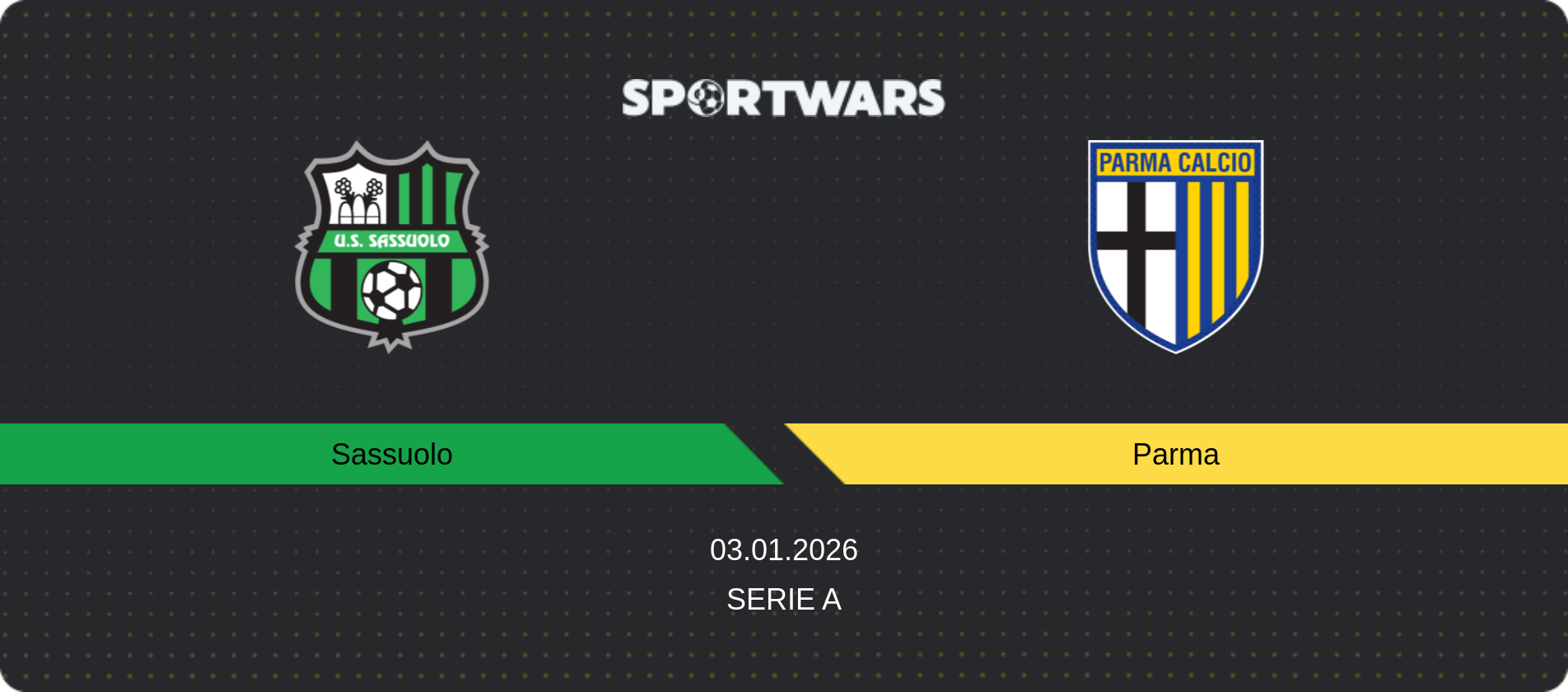 Match prediction Sassuolo — Parma, Serie A, 03.01.2026