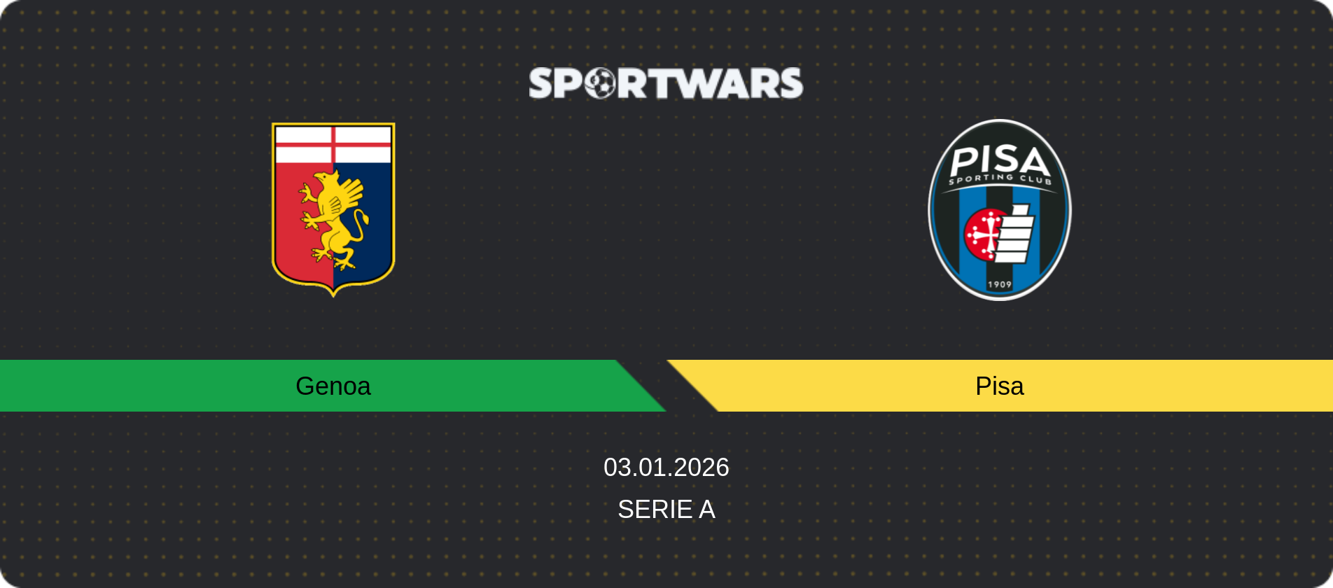 Match prediction Genoa — Pisa, Serie A, 03.01.2026