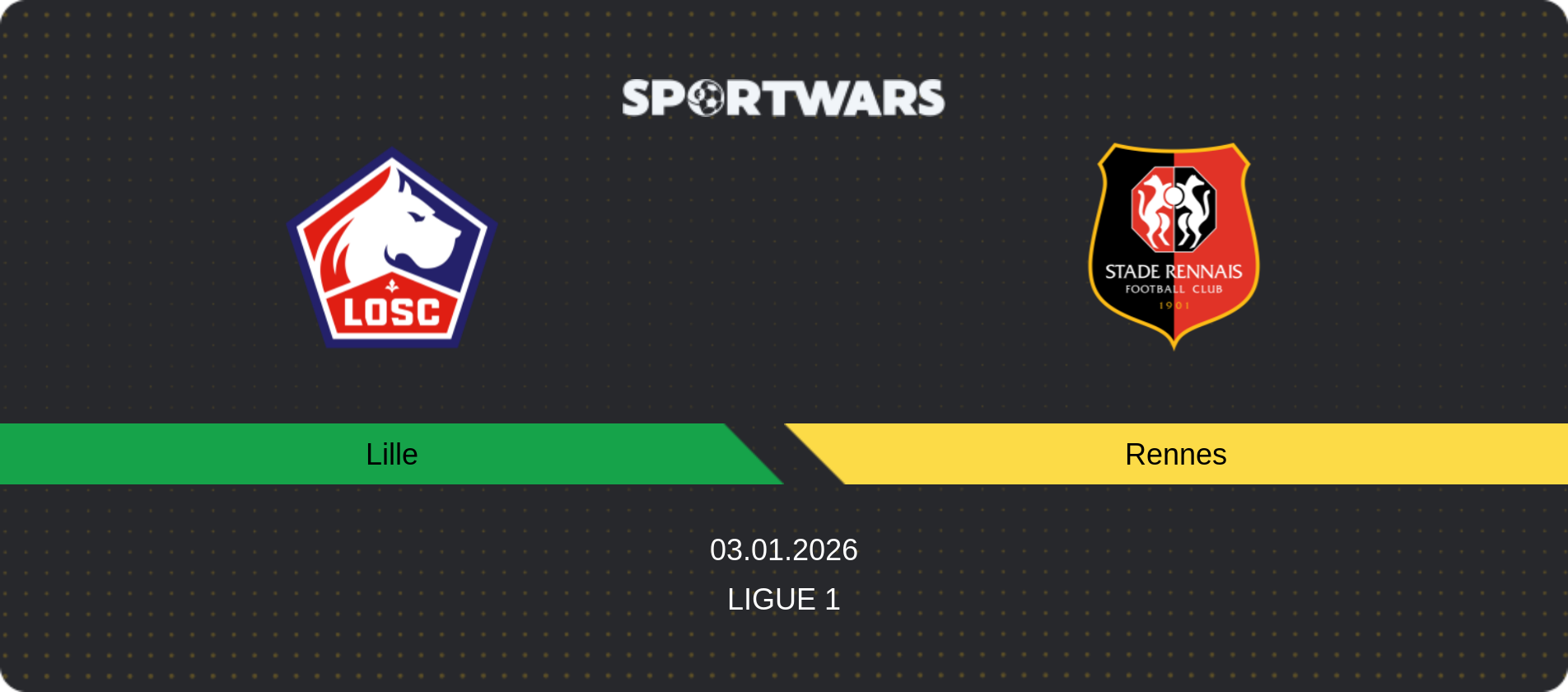 Match prediction Lille — Rennes, Ligue 1, 03.01.2026