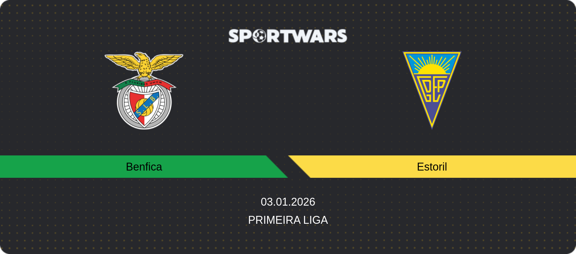 Match prediction Benfica — Estoril, Primeira Liga, 03.01.2026