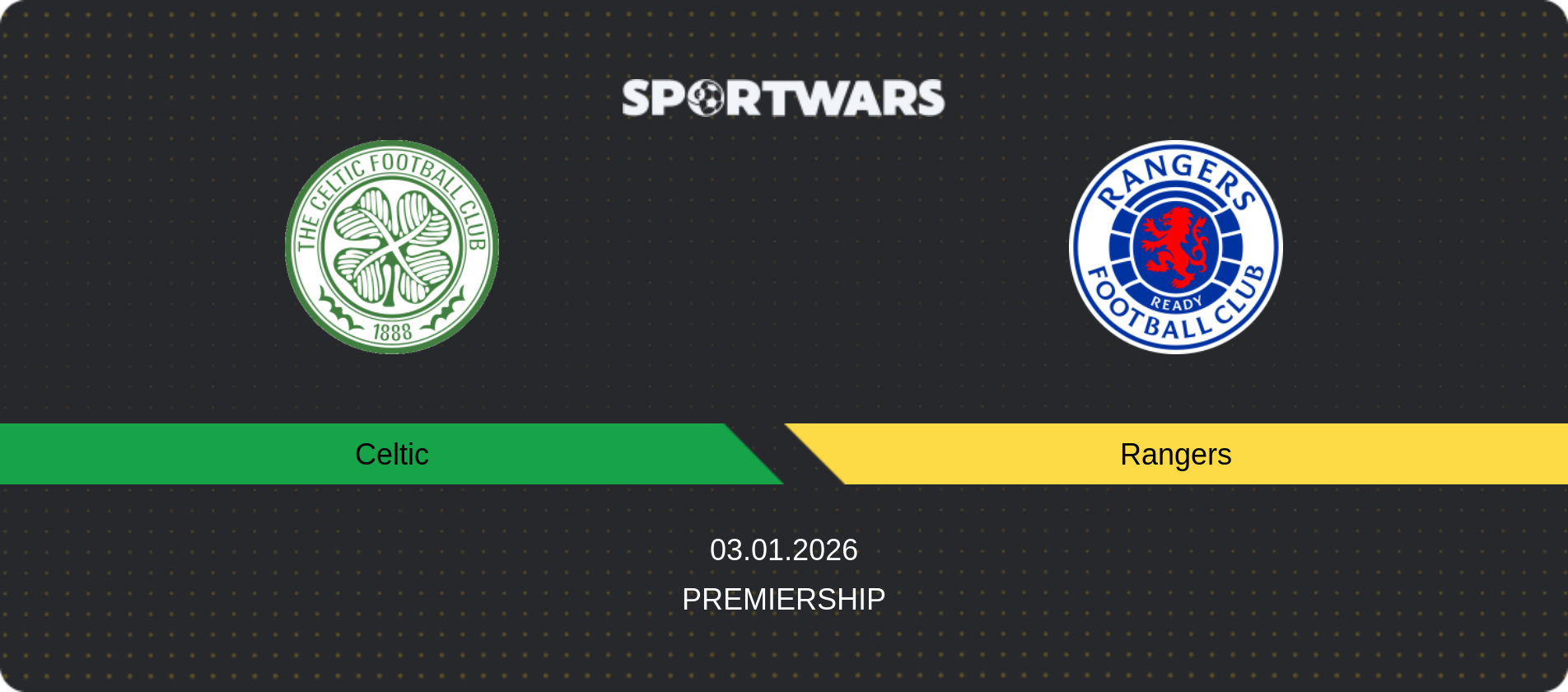 Match prediction Celtic — Rangers, Premiership, 03.01.2026