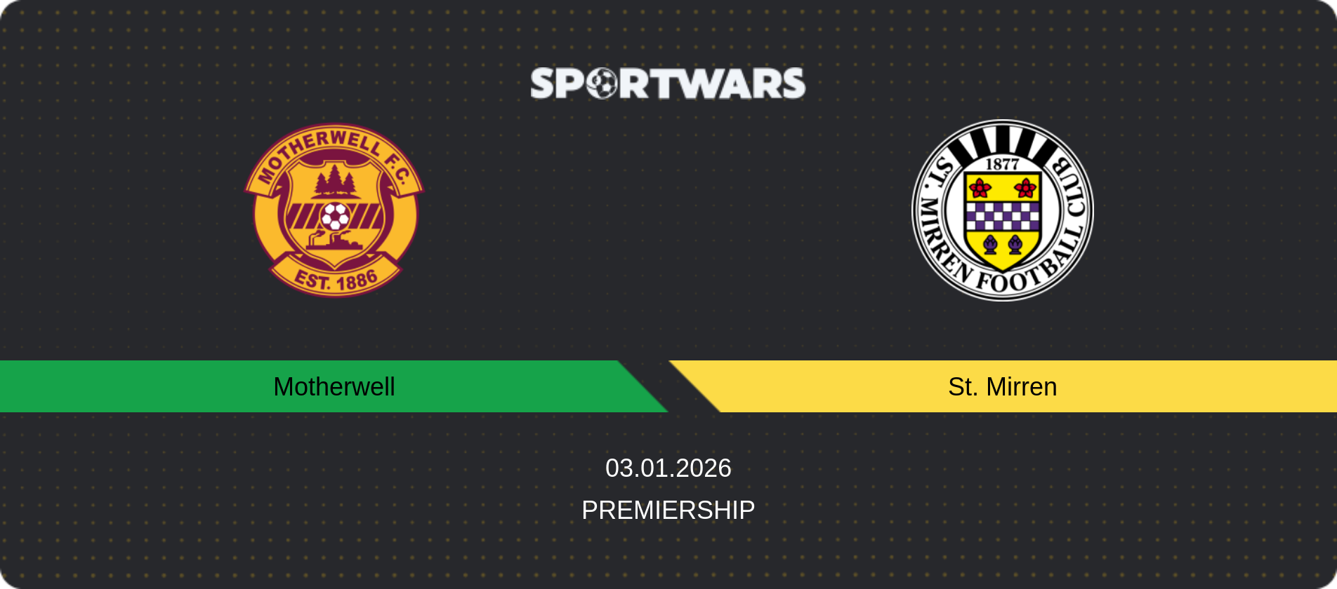 Match prediction Motherwell — St. Mirren, Premiership, 03.01.2026