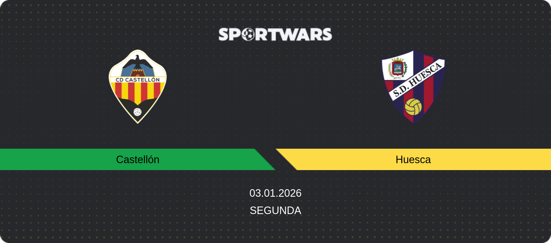 Match prediction Castellón — Huesca, Segunda, 03.01.2026