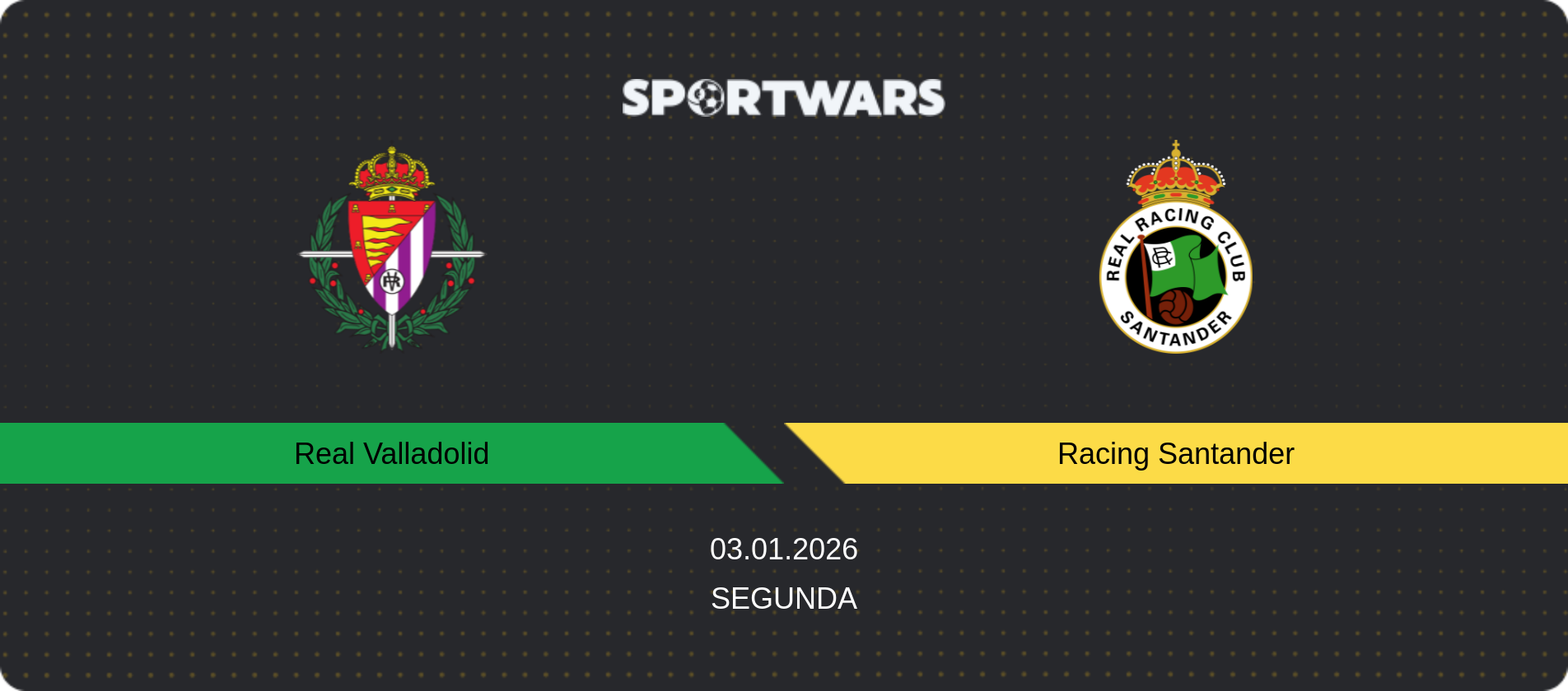 Match prediction Real Valladolid — Racing Santander, Segunda, 03.01.2026