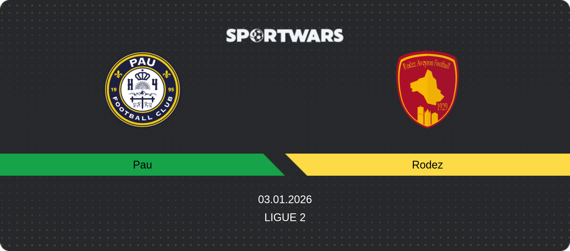 Match prediction Pau — Rodez, Ligue 2, 03.01.2026