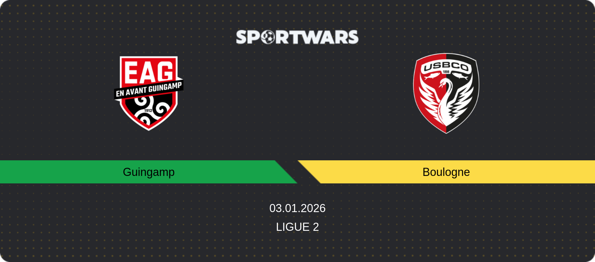 Match prediction Guingamp — Boulogne, Ligue 2, 03.01.2026