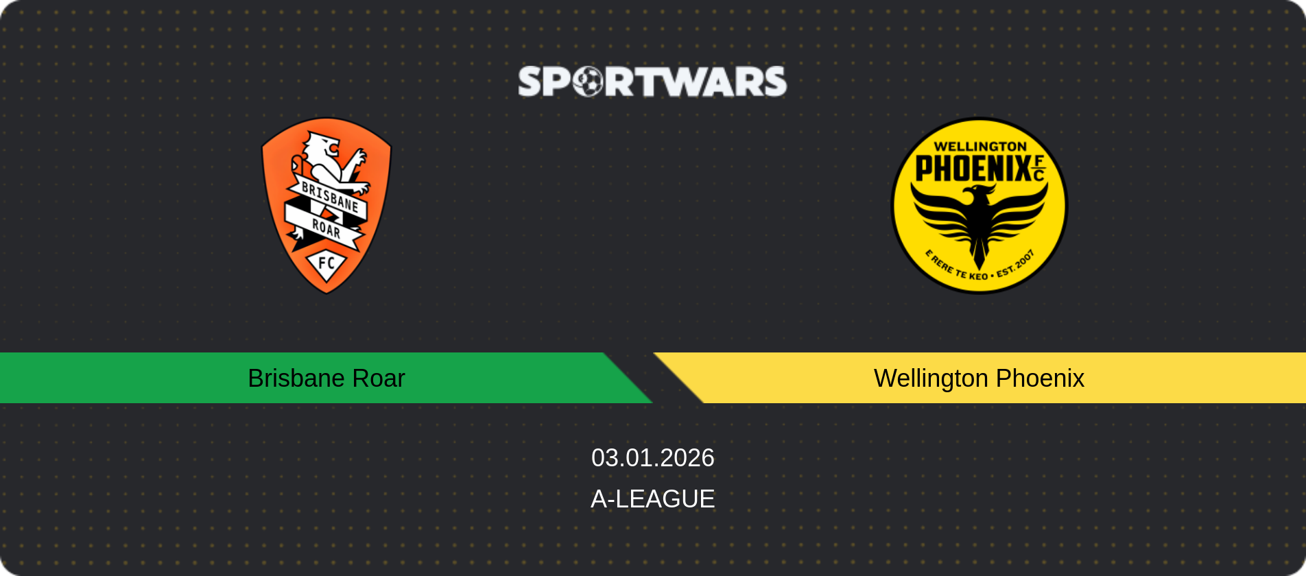 Match prediction Brisbane Roar — Wellington Phoenix, A-League, 03.01.2026