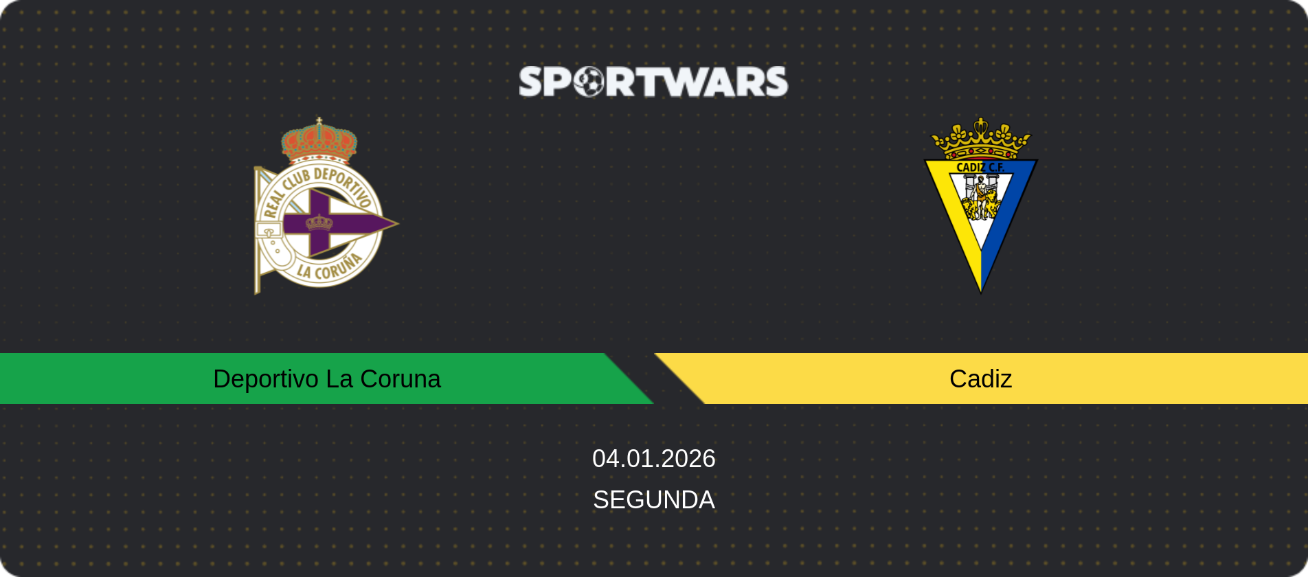 Match prediction Deportivo La Coruna — Cadiz, Segunda, 04.01.2026