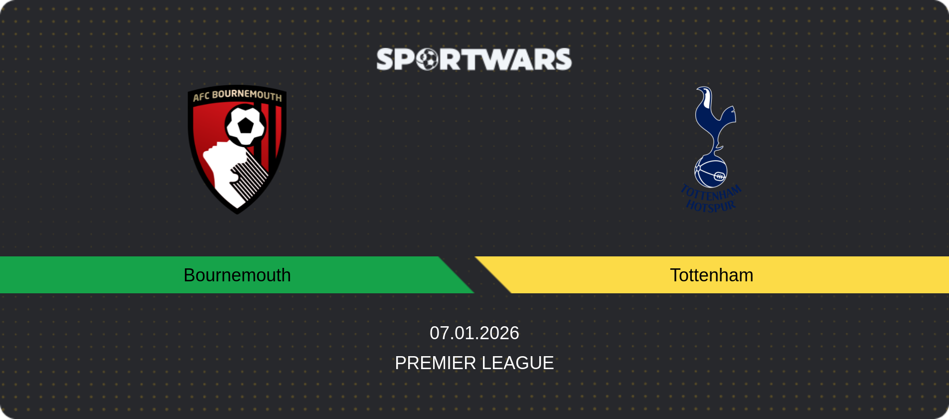 Match prediction Bournemouth — Tottenham, Premier League, 07.01.2026