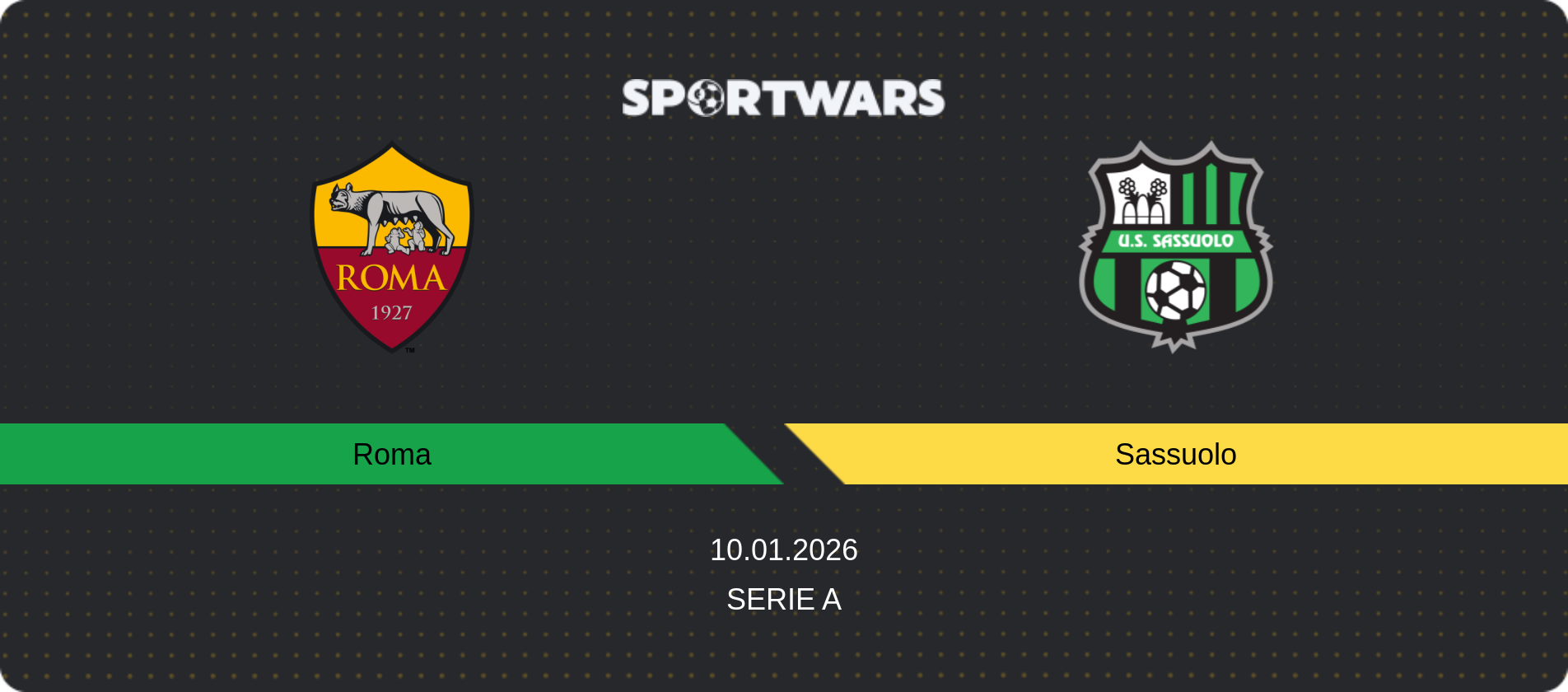 Match prediction Roma — Sassuolo, Serie A, 10.01.2026