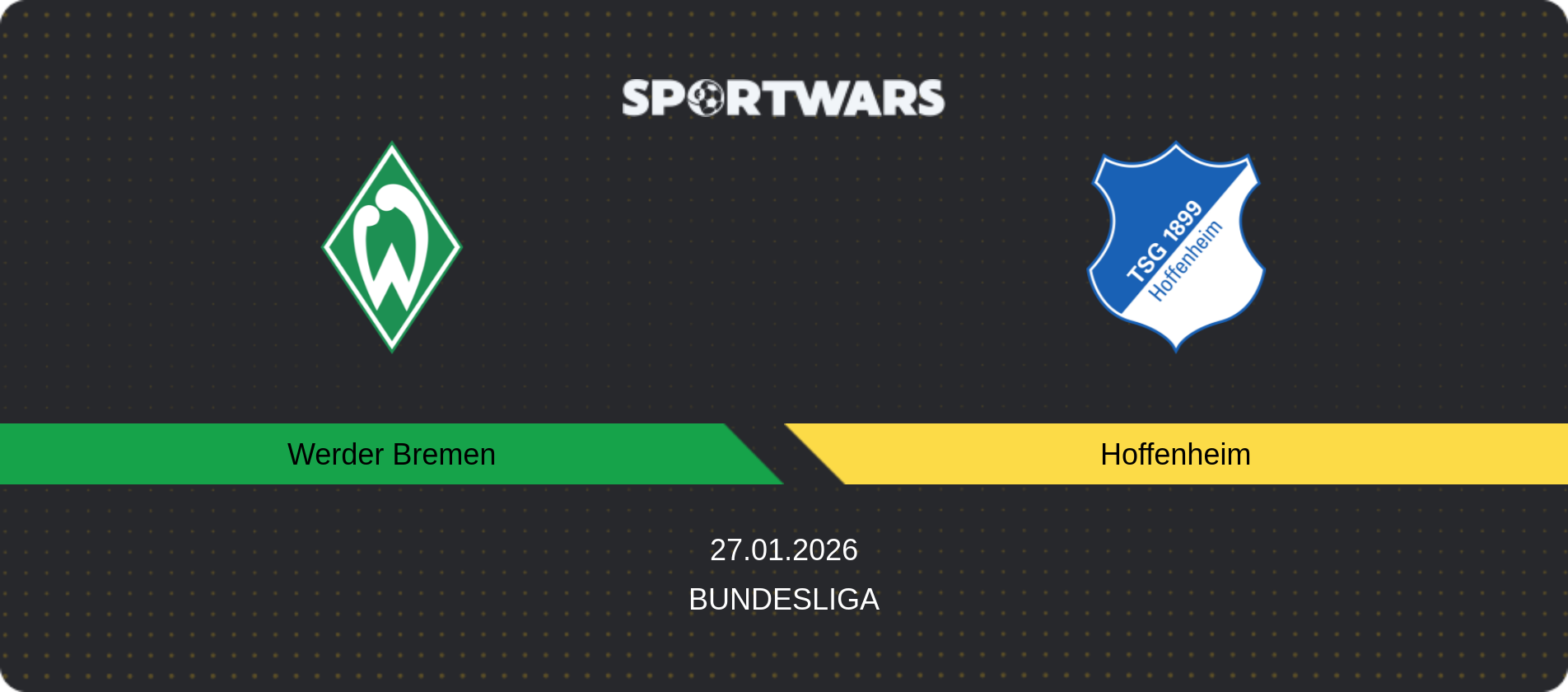 Match prediction Werder Bremen — Hoffenheim, Bundesliga, 27.01.2026
