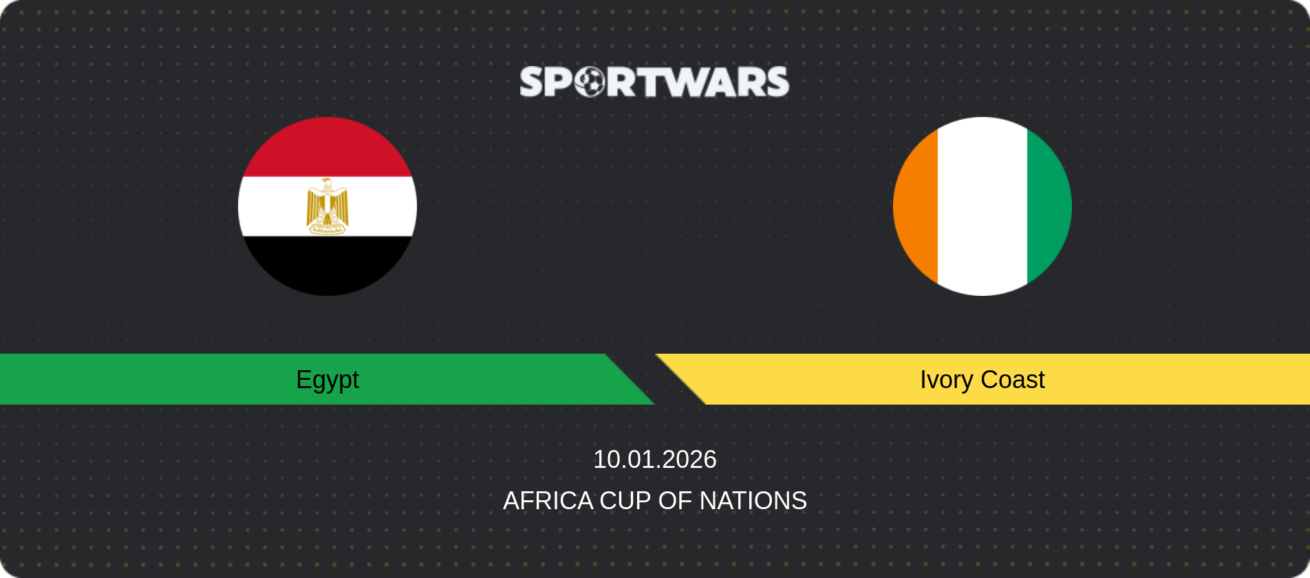 Match prediction Egypt — Ivory Coast, Africa Cup of Nations, 10.01.2026
