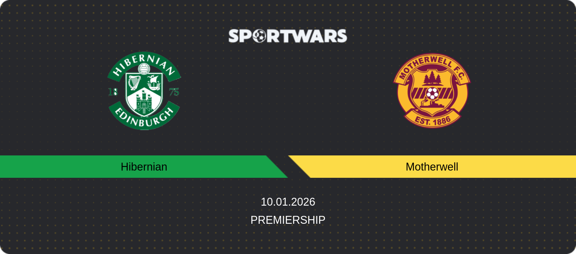 Match prediction Hibernian — Motherwell, Premiership, 10.01.2026
