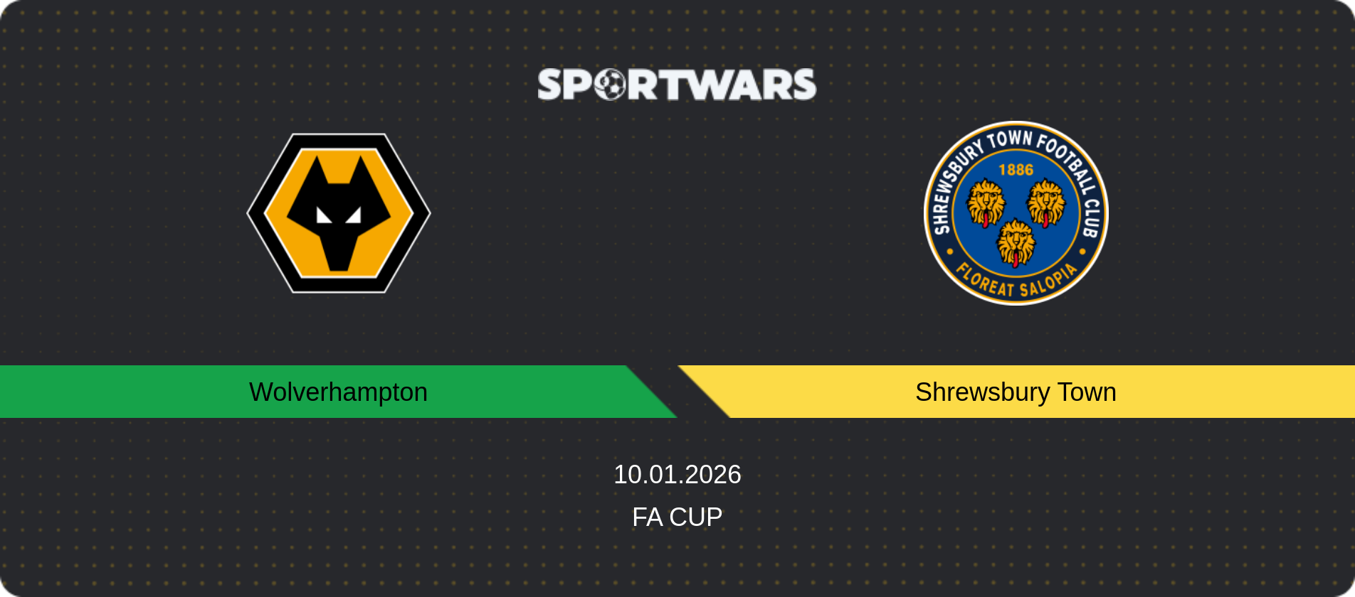 Match prediction Wolverhampton — Shrewsbury Town, FA Cup, 10.01.2026