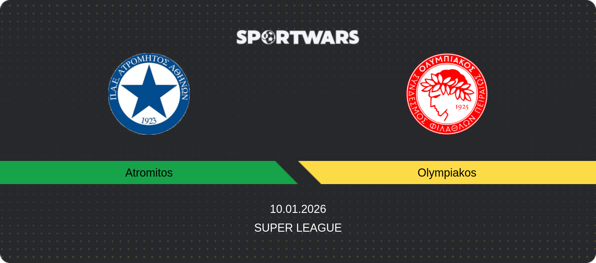 Match prediction Atromitos — Olympiakos, Super League, 10.01.2026