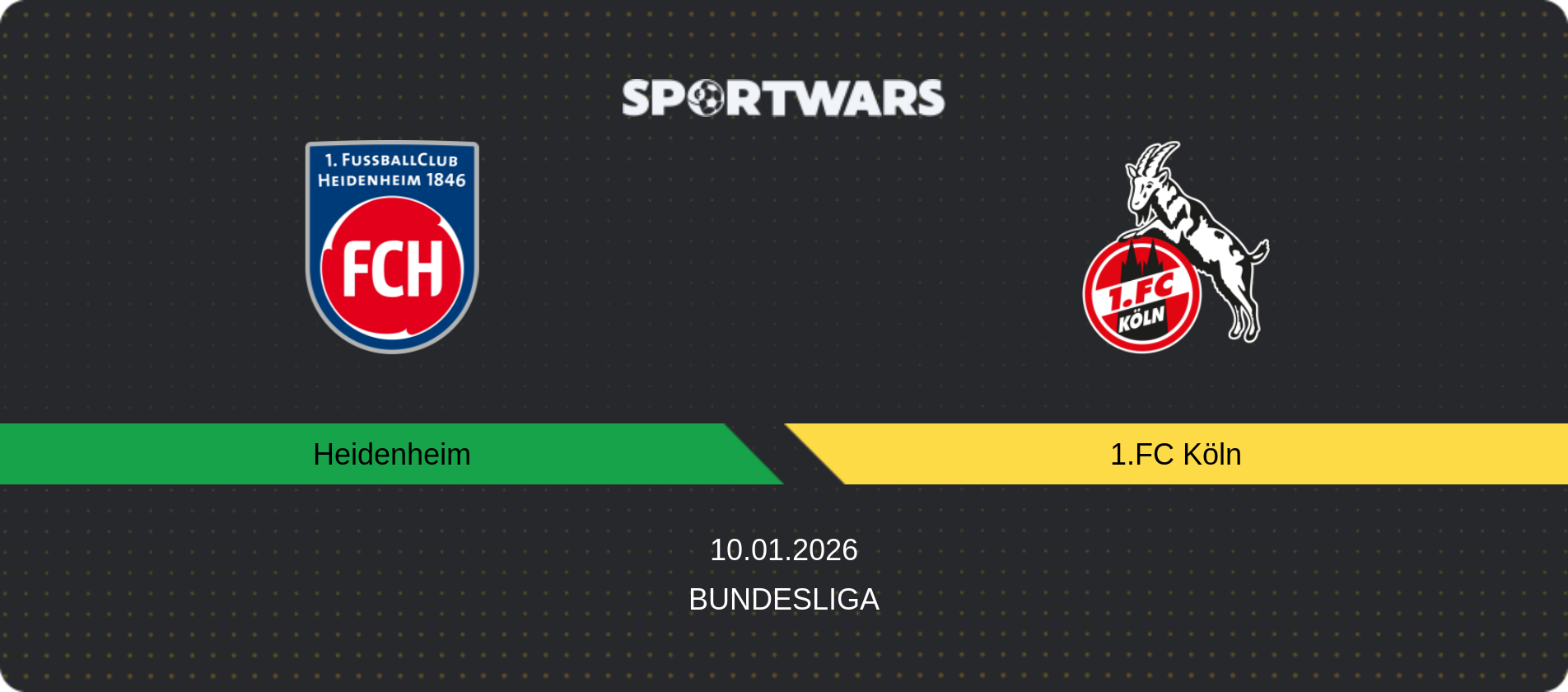 Match prediction Heidenheim — 1.FC Köln, Bundesliga, 10.01.2026