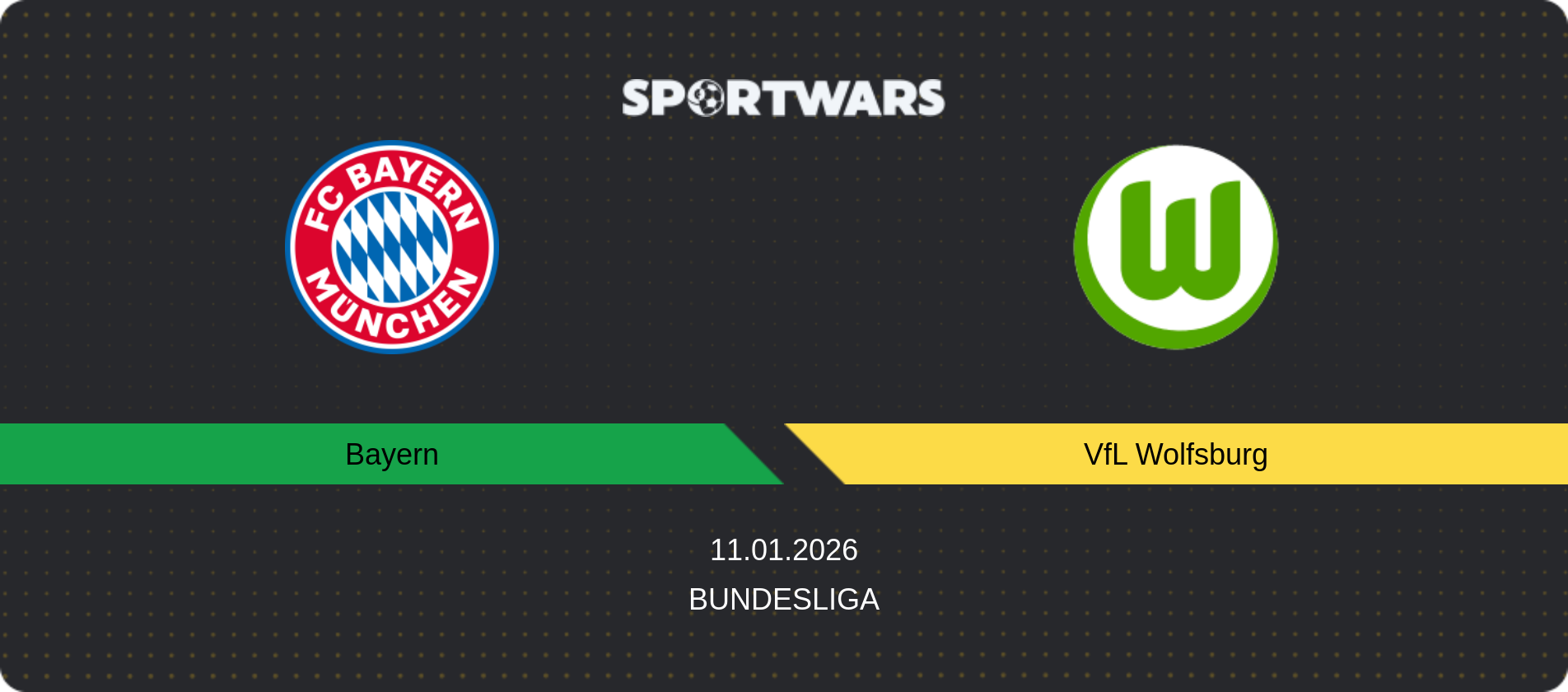 Match prediction Bayern — VfL Wolfsburg, Bundesliga, 11.01.2026