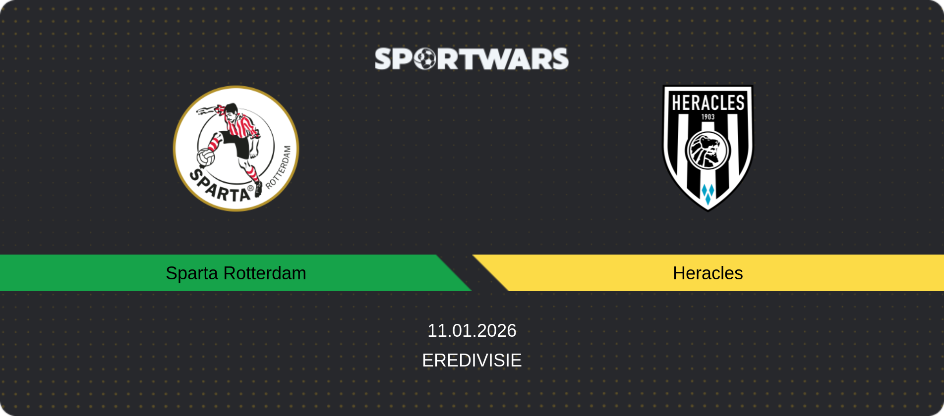 Match prediction Sparta Rotterdam — Heracles, Eredivisie, 11.01.2026