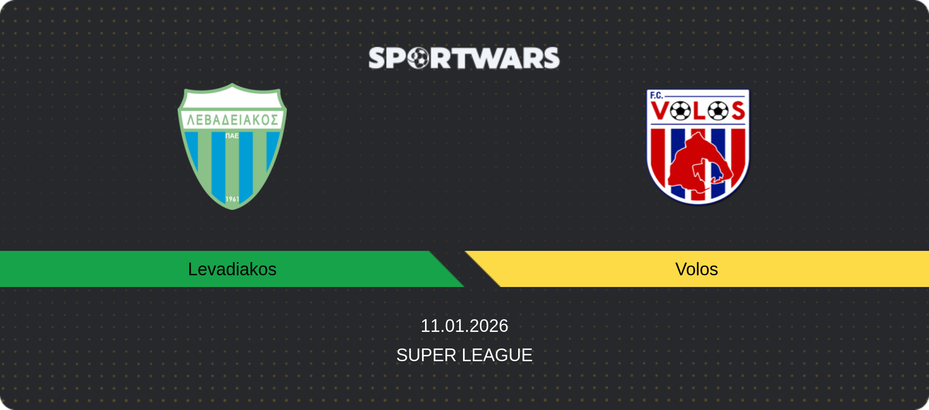 Match prediction Levadiakos — Volos, Super League, 11.01.2026