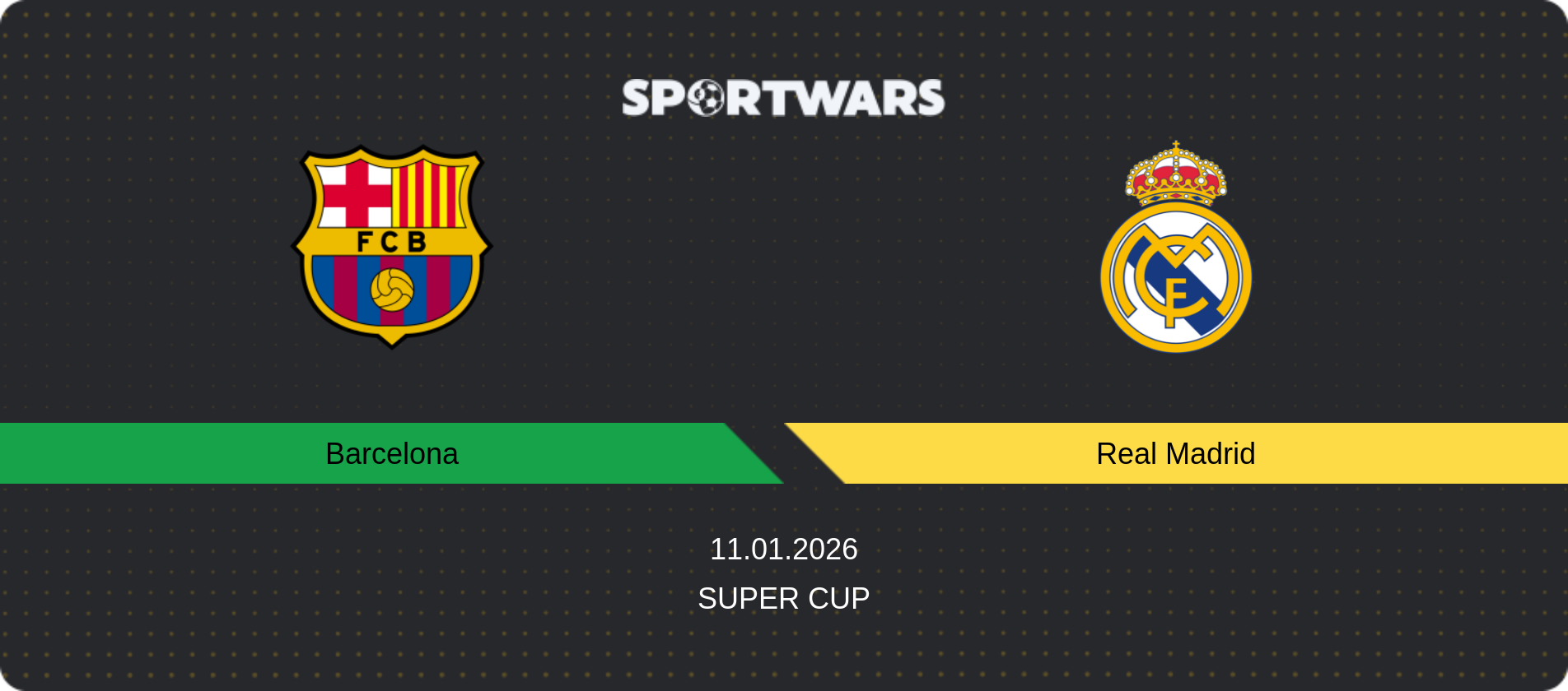 Match prediction Barcelona — Real Madrid, Super Cup, 11.01.2026