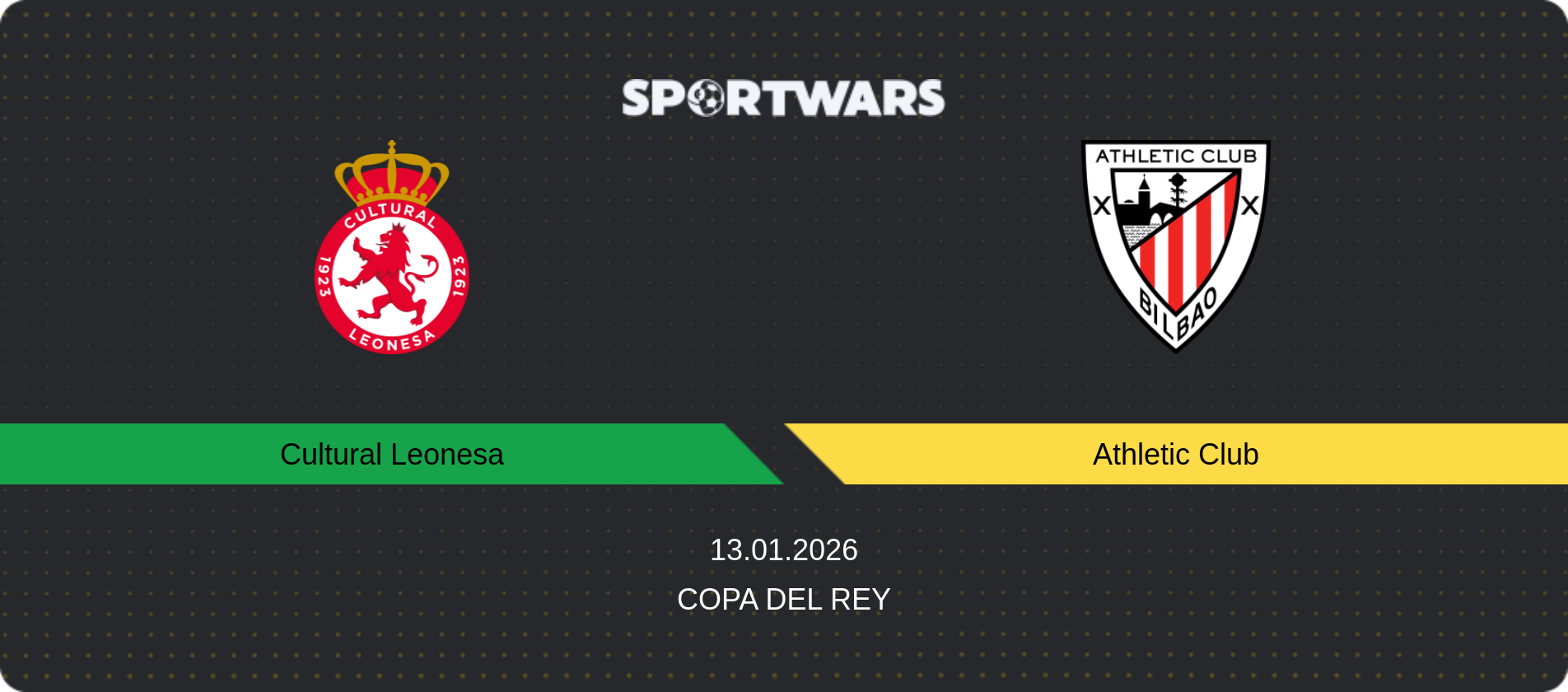 Match prediction Cultural Leonesa — Athletic Club, Copa del Rey, 13.01.2026