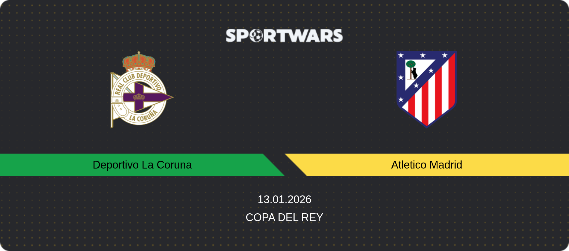 Match prediction Deportivo La Coruna — Atletico Madrid, Copa del Rey, 13.01.2026