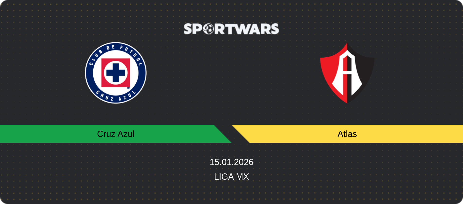 Match prediction Cruz Azul — Atlas, Liga MX, 15.01.2026