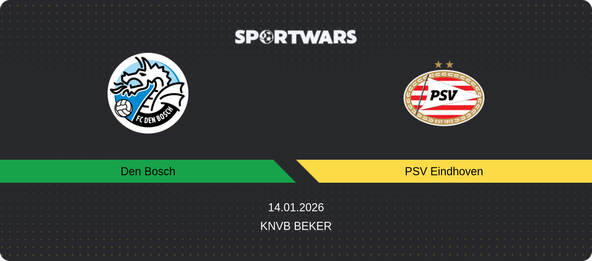 Match prediction Den Bosch — PSV Eindhoven, KNVB Beker, 14.01.2026