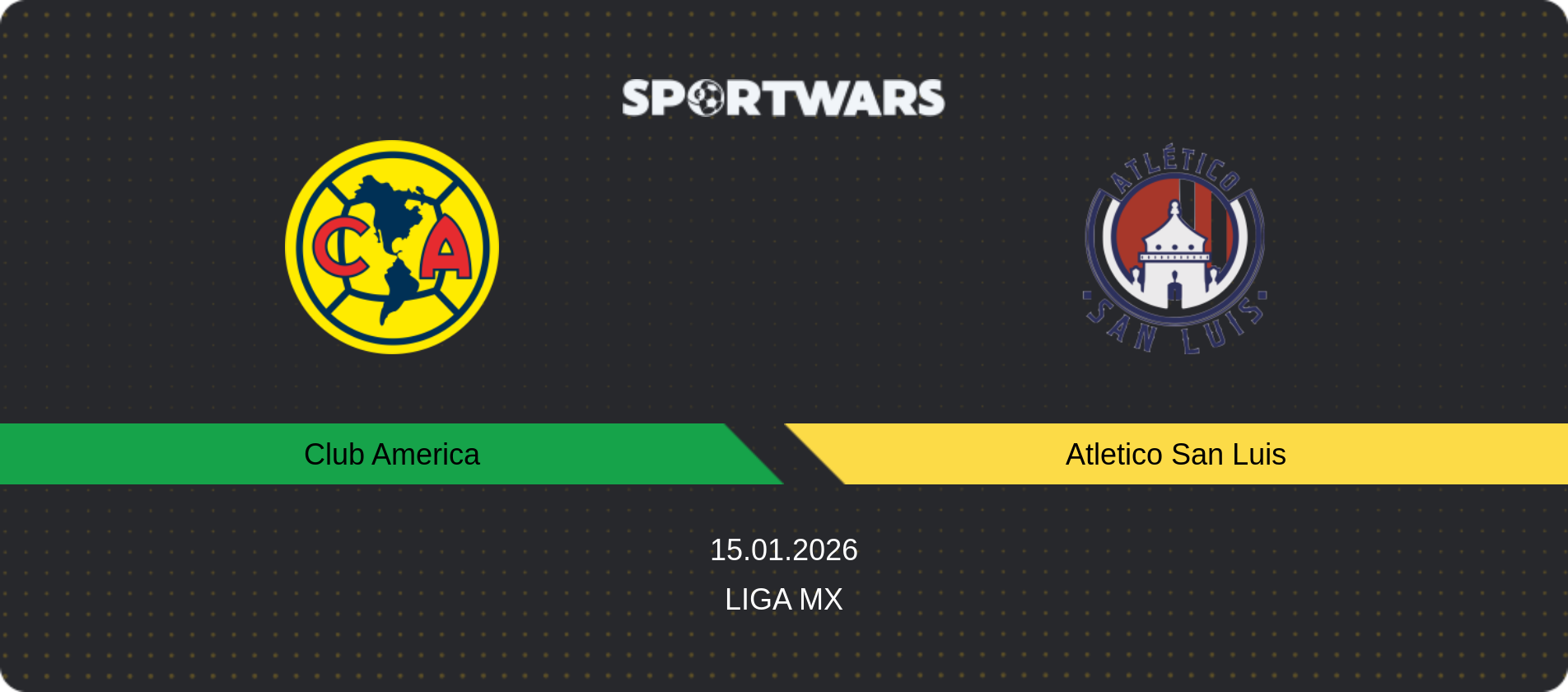 Match prediction Club America — Atletico San Luis, Liga MX, 15.01.2026