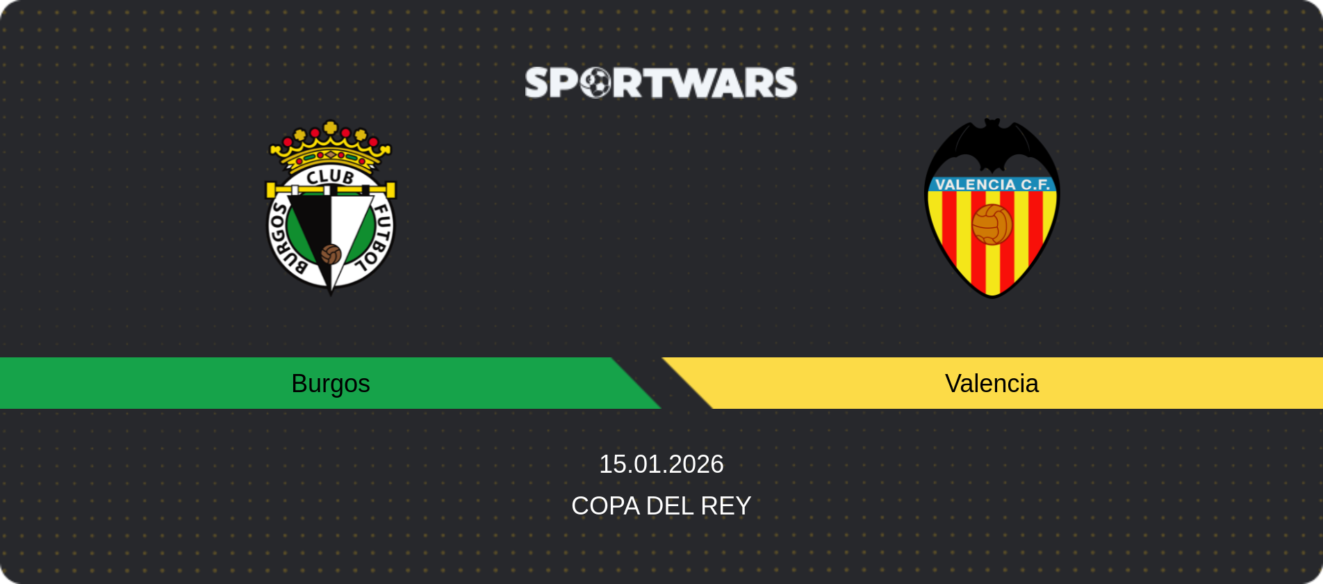 Match prediction Burgos — Valencia, Copa del Rey, 15.01.2026