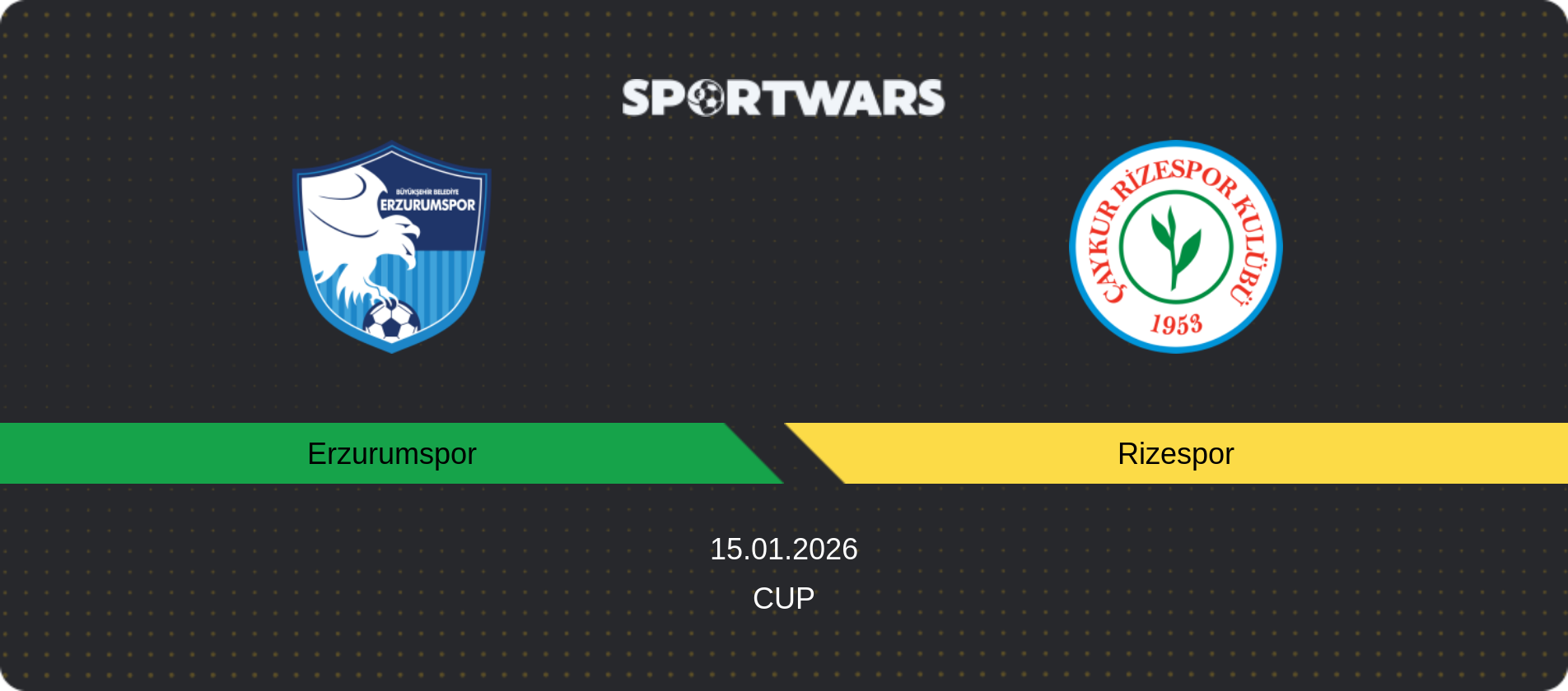 Match prediction Erzurumspor — Rizespor, Cup, 15.01.2026