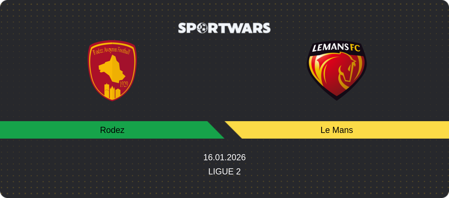 Match prediction Rodez — Le Mans, Ligue 2, 16.01.2026
