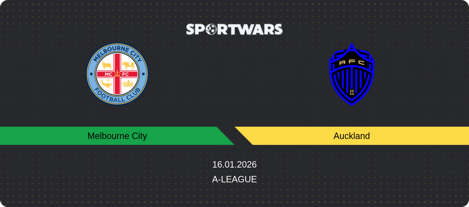 Match prediction Melbourne City — Auckland, A-League, 16.01.2026