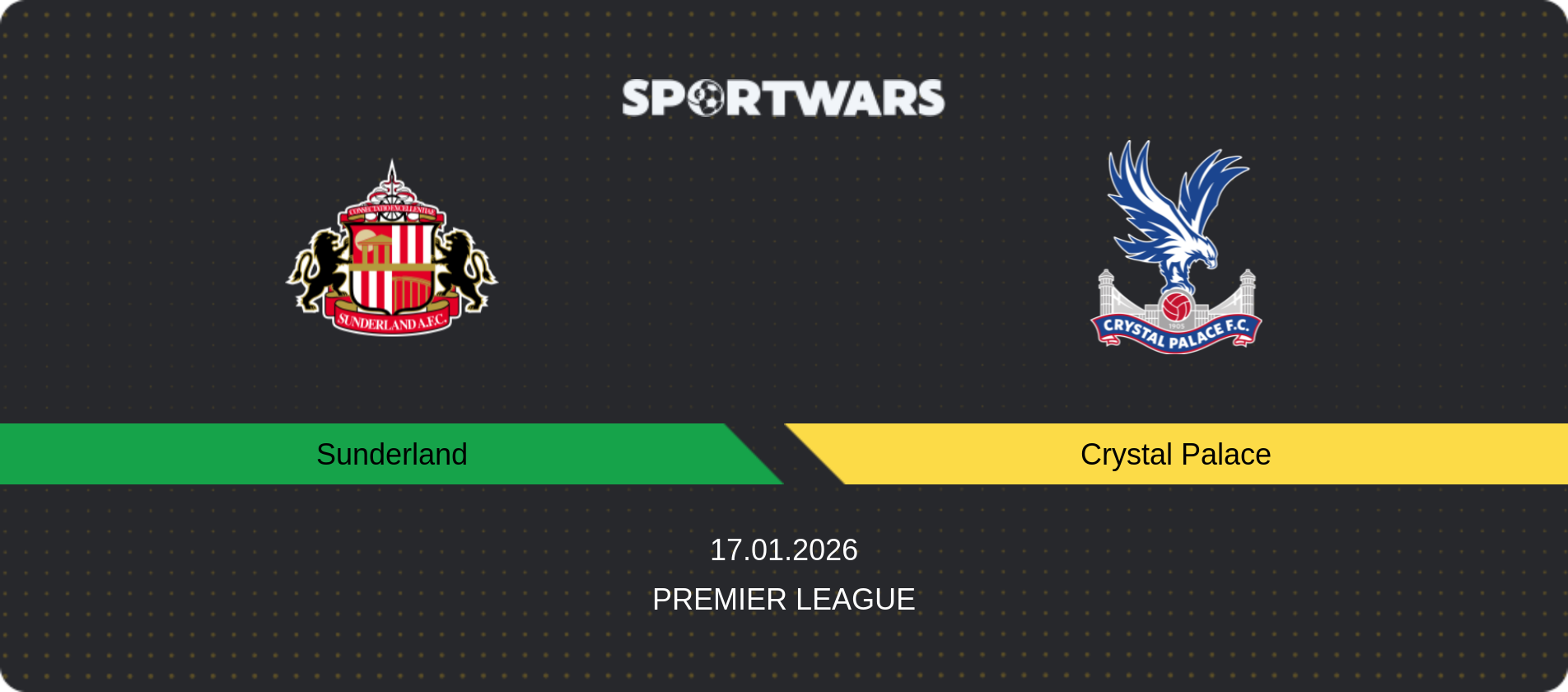 Match prediction Sunderland — Crystal Palace, Premier League, 17.01.2026