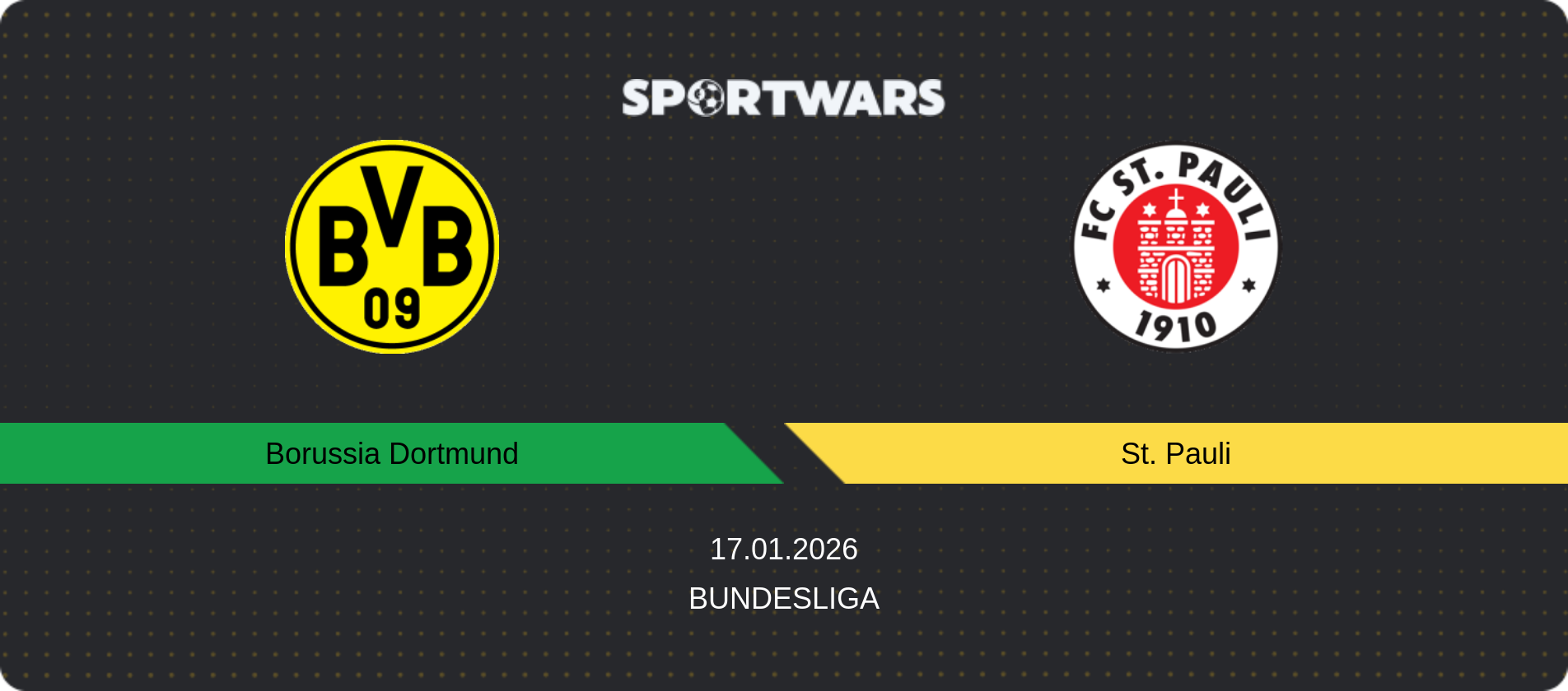 Match prediction Borussia Dortmund — St. Pauli, Bundesliga, 17.01.2026