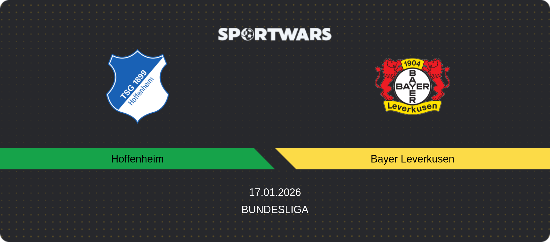 Match prediction Hoffenheim — Bayer Leverkusen, Bundesliga, 17.01.2026