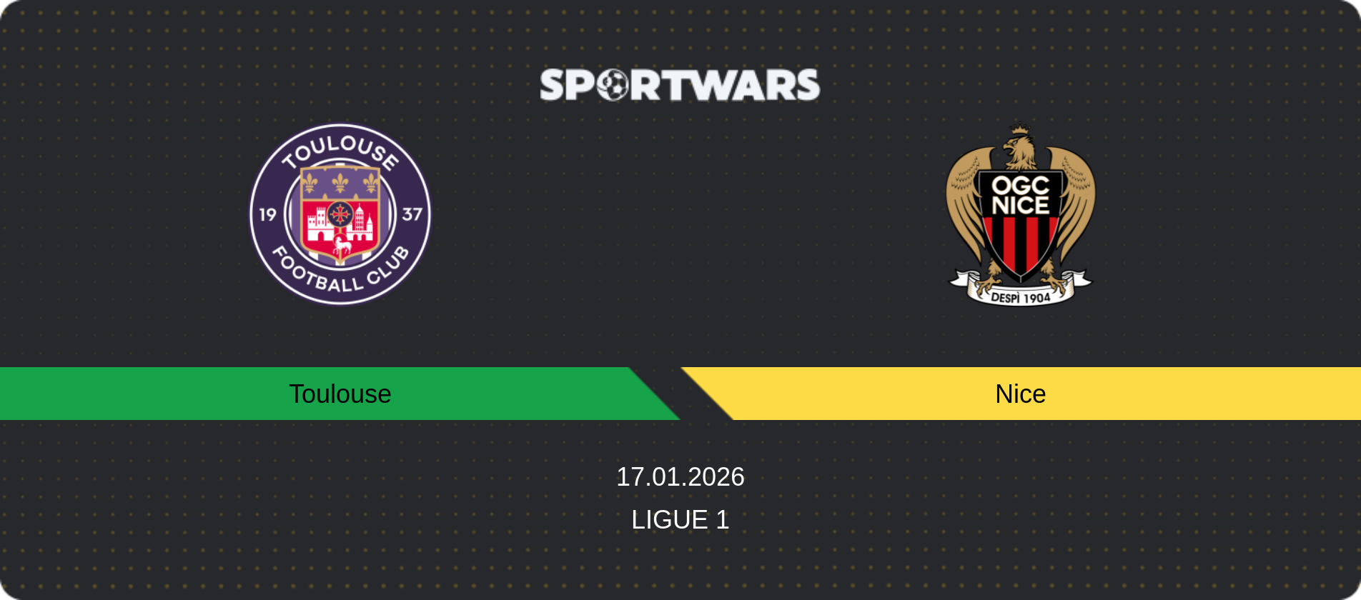 Match prediction Toulouse — Nice, Ligue 1, 17.01.2026