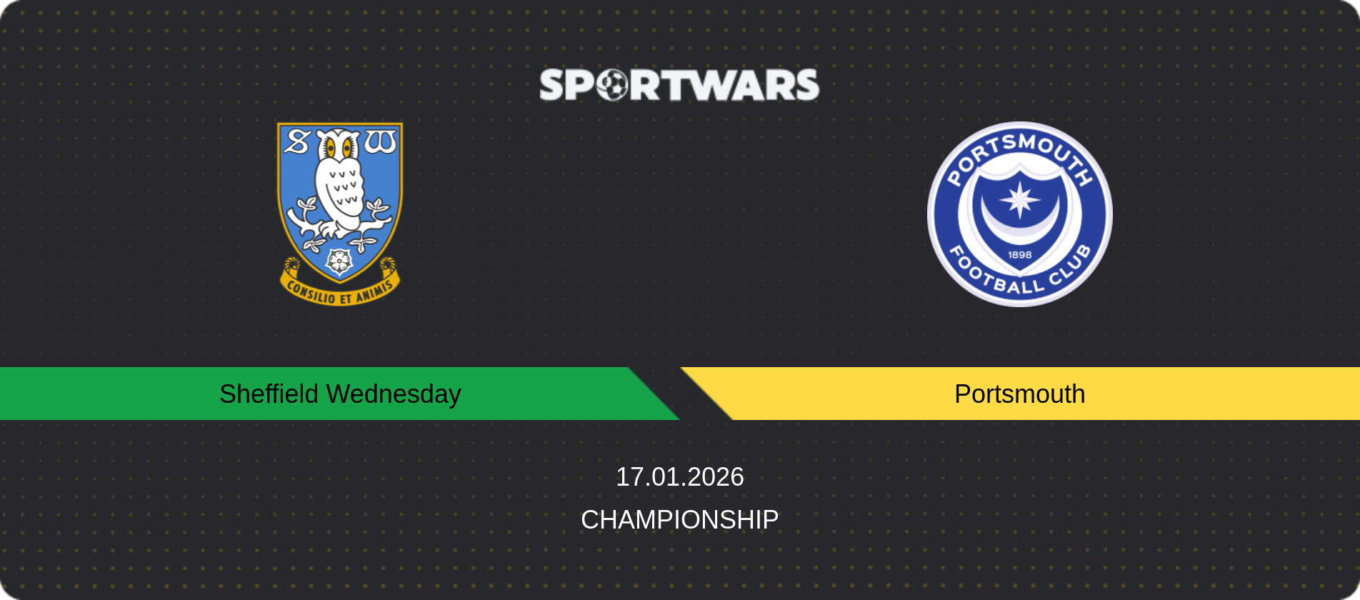 Match prediction Sheffield Wednesday — Portsmouth, Championship, 17.01.2026
