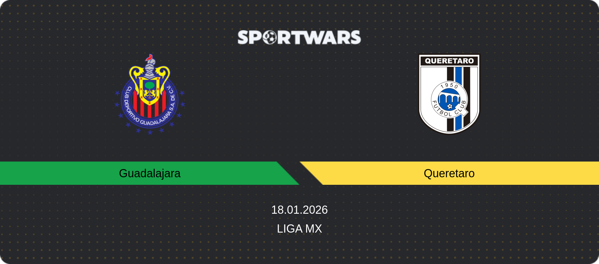 Match prediction Guadalajara — Queretaro, Liga MX, 18.01.2026