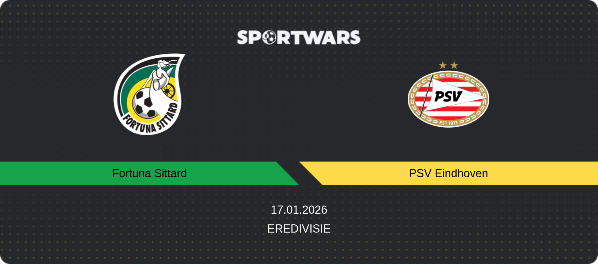 Match prediction Fortuna Sittard — PSV Eindhoven, Eredivisie, 17.01.2026