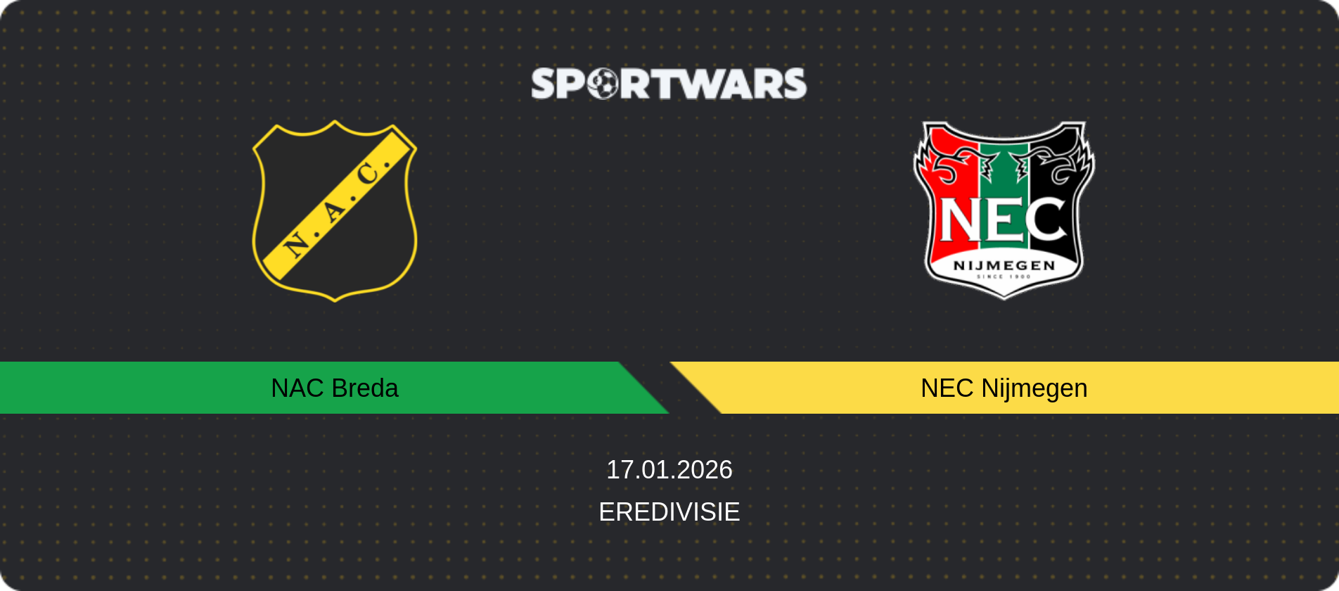 Match prediction NAC Breda — NEC Nijmegen, Eredivisie, 17.01.2026