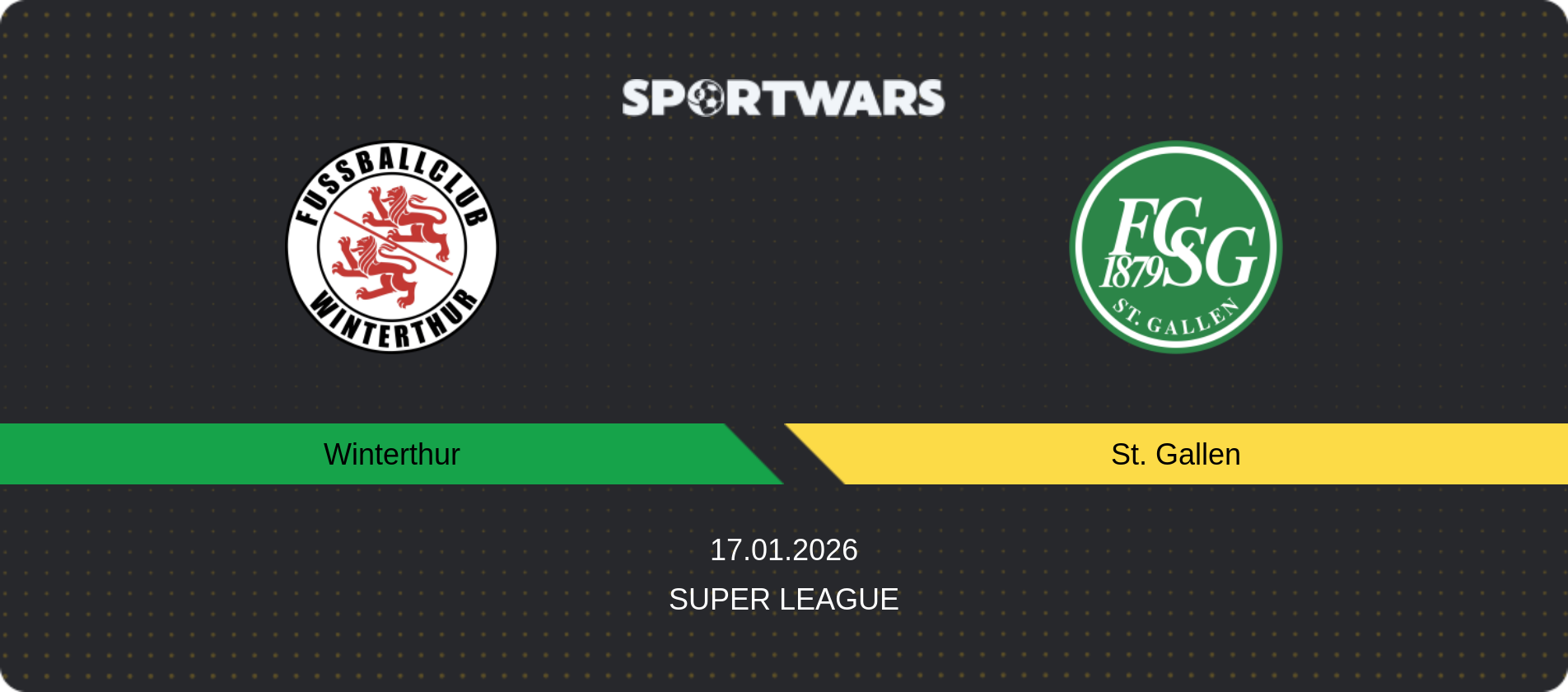 Match prediction Winterthur — St. Gallen, Super League, 17.01.2026