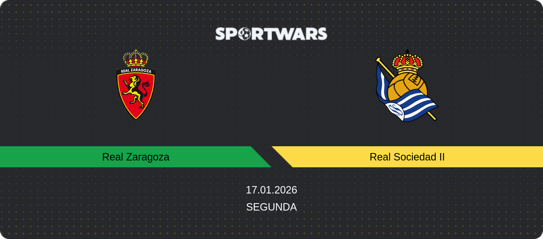 Match prediction Real Zaragoza — Real Sociedad II, Segunda, 17.01.2026