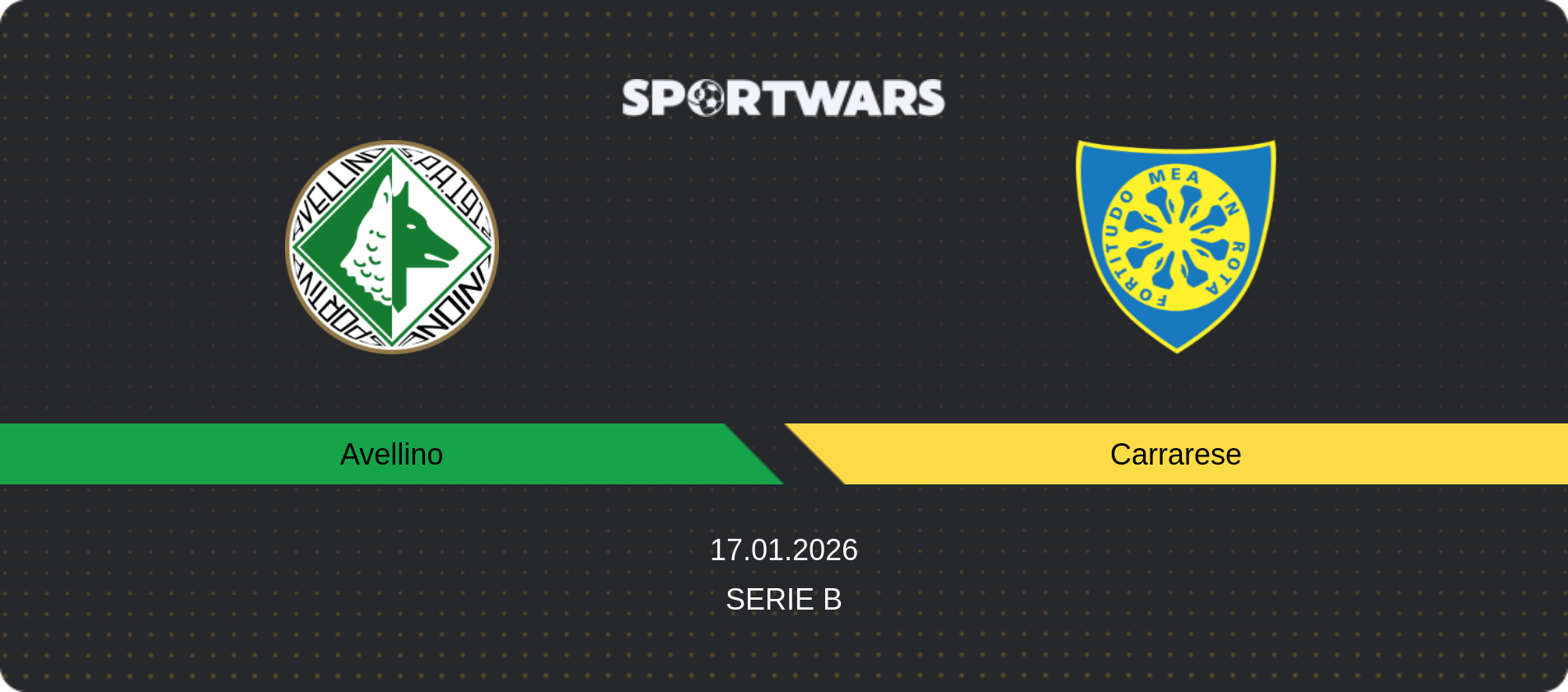 Match prediction Avellino — Carrarese, Serie B, 17.01.2026