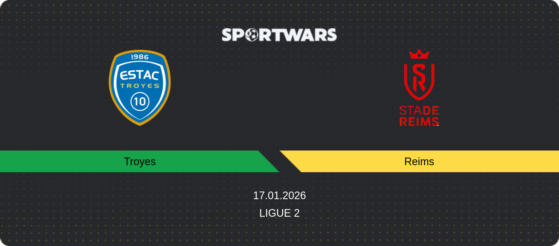 Match prediction Troyes — Reims, Ligue 2, 17.01.2026