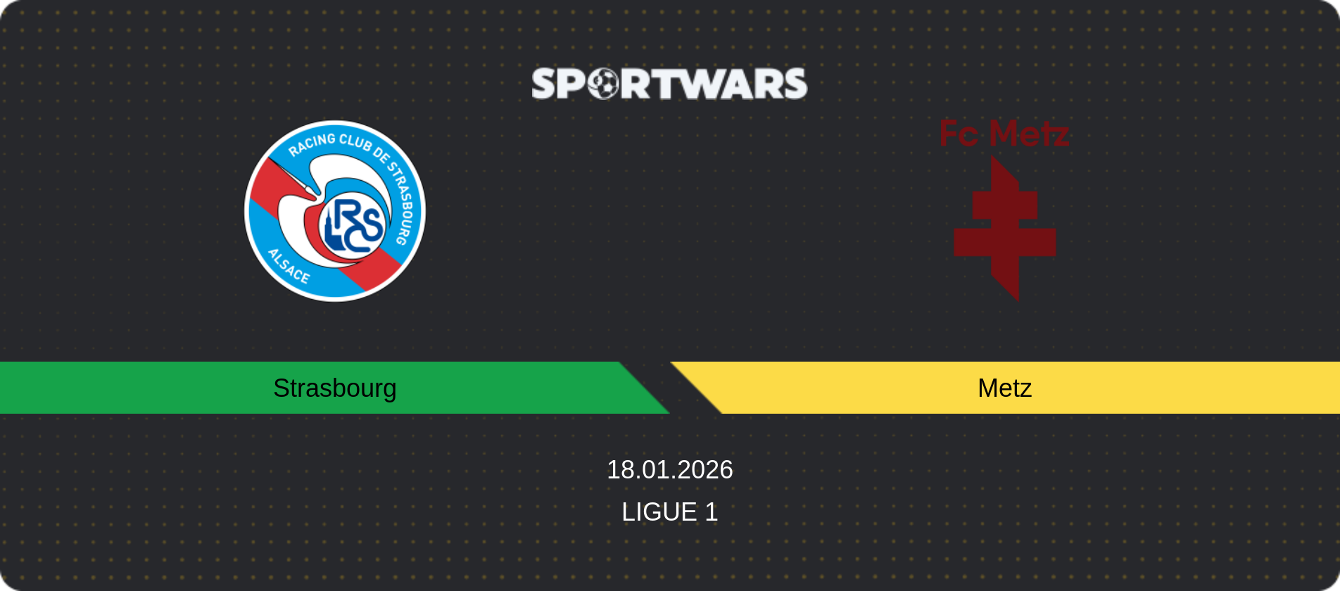 Match prediction Strasbourg — Metz, Ligue 1, 18.01.2026