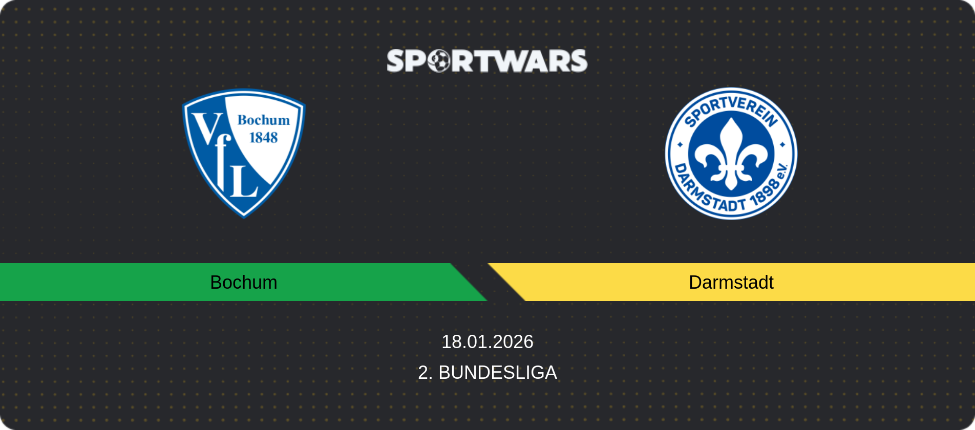 Match prediction Bochum — Darmstadt, 2. Bundesliga, 18.01.2026