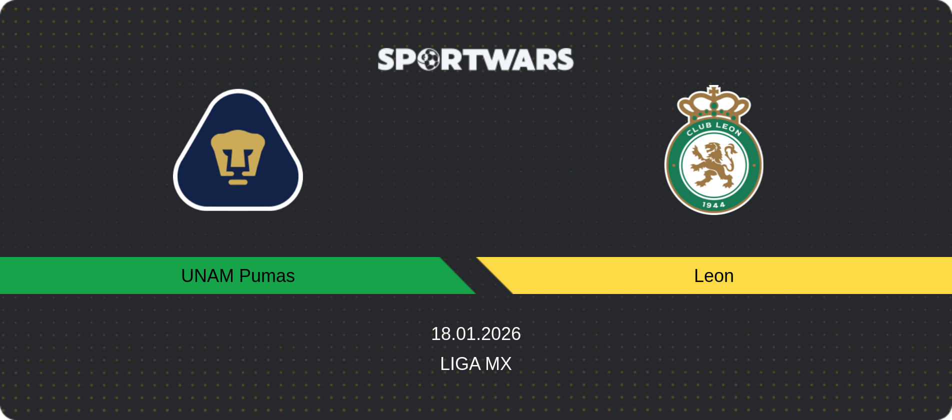 Match prediction UNAM Pumas — Leon, Liga MX, 18.01.2026