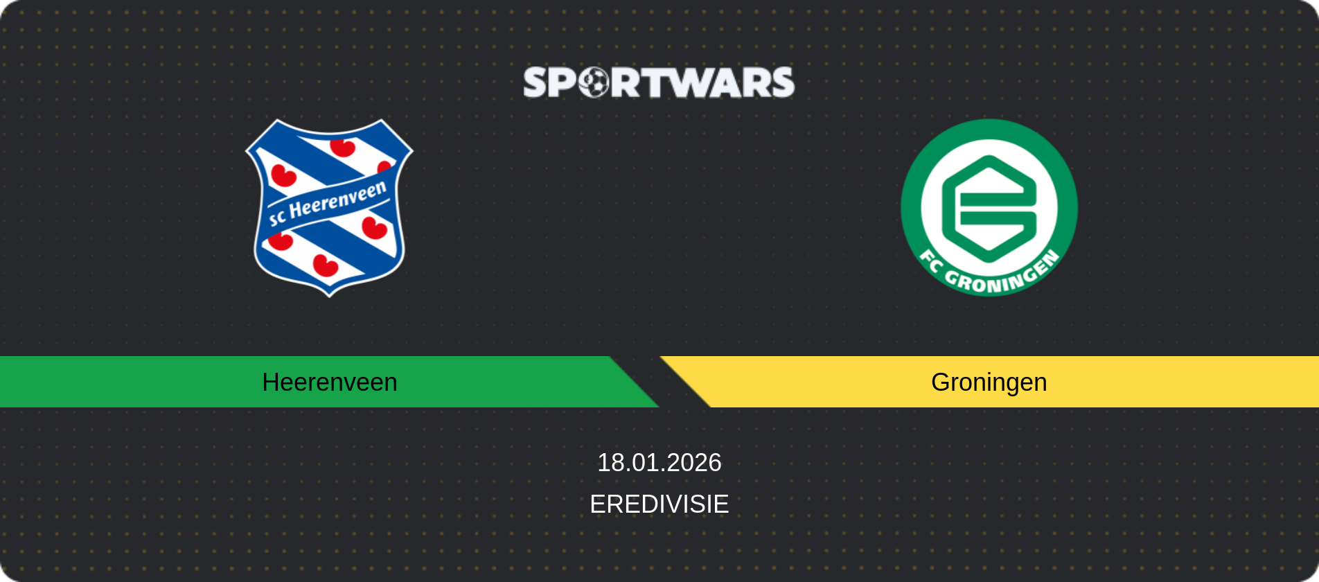 Match prediction Heerenveen — Groningen, Eredivisie, 18.01.2026