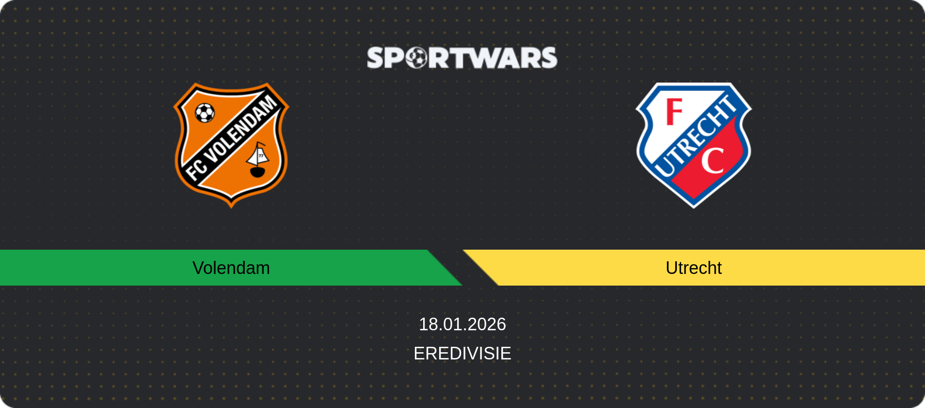 Match prediction Volendam — Utrecht, Eredivisie, 18.01.2026